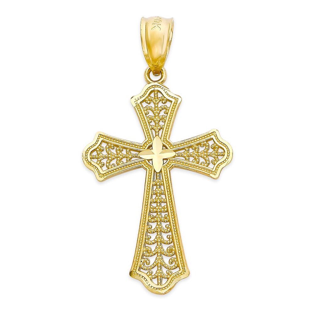 Solid 14k Gold Cross Pendant - Religious Jewelry Gifts for Men and Women